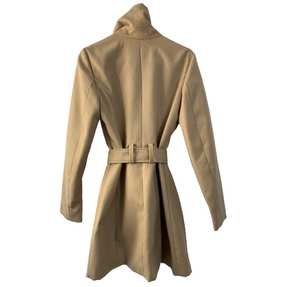 G by Guess Medium Beige Belted Single Breast Overcoat Shawl Collar EUC 6184 - Picture 6 of 13